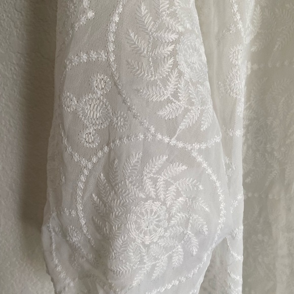 Bloomchic White Lace Kimono Duster Tie Front Long Boho Beach Cardigan 18/20 - Picture 10 of 16